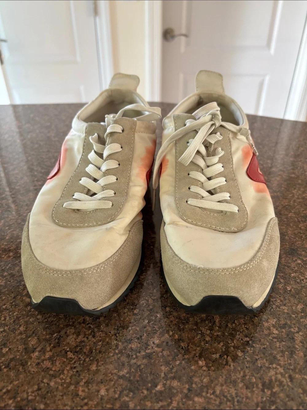 rag & bone Ladies Cream Red Low-Top Sneakers